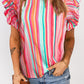 Women's Printed Round Neck Butterfly-Short Sleeve Top