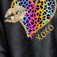 Dark Gray Leopard Heart Drop Shoulder Long Sleeve Sweatshirt