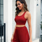 Full Size Scoop Neck Tank and Shorts Set