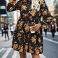 Perfee Frill Printed Long Sleeve Mini Dress