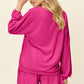 Double Take Full Size Texture V-Neck Long Sleeve T-Shirt and Shorts Set