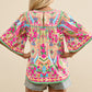 Full Size Printed Round Neck Half Sleeve Blouse