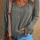 Exposed Seam V-Neck Long Sleeve T-Shirt