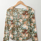 Floral Round Neck Long Sleeve T-Shirt