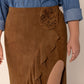 Plus Size Ruffled Slit High Rise Skirt