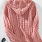 Cable-Knit Long Sleeve Hooded Sweater