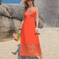 Embroidered Square Neck Midi Cami Dress