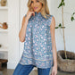 FAM-FAM Frill Printed Mock Neck Top