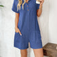 Button Detail Collared Neck Short Sleeve Romper