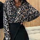 Leopard Collared Neck Long Sleeve Shirt