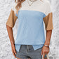Full Size Color Block Round Neck Half Sleeve T-Shirt