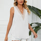 Contrast Trim Plunge Sleeveless Blouse