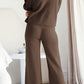 Round Neck Long Sleeve Top and Pants Set