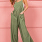 BiBi Ruched Wide Leg Overalls with Pockets - Brand BiBi