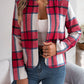 Plaid Open Front Long Sleeve Jacket