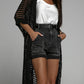 Openwork Open Front Three-Quarter Sleeve Cover Up