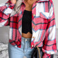 Plaid Collared Neck Long Sleeve Jacket