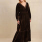 Plus Size Lace Detail V-Neck Long Sleeve Midi Dress