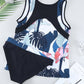 Full Size Printed Wide Strap Tankini Set