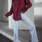 Plaid Collared Neck Long Sleeve Shirt
