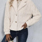 Fuzzy Button Up Collared Neck Jacket