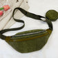 Corduroy Adjustable Strap Crossbody Bag with Pouch