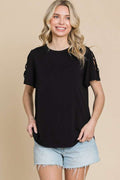 Culture Code Round Neck Crisscross Short Sleeve T-Shirt *