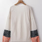 Color Block Tie Neck Long Sleeve Top
