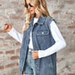 Raw Hem Sleeveless Button Up Denim Jacket