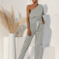 Single Shoulder Short Sleeve Jumpsuit