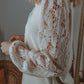 V Neck Lace Balloon Sleeve Blouse