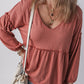 Frill V-Neck Long Sleeve Blouse