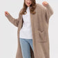 Pocketed Open Front Long Sleeve Longline Cardigan
