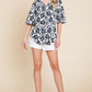 BOMBOM Floral Decorative Button V-Neck Top