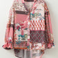 Patchwork Printed Notched Flounce Sleeve Shirt