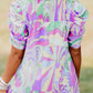 Smocked Round Neck Short Sleeve Blouse