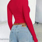 Solid Color Round Neck Long Sleeve T-Shirt