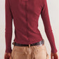 Ribbed Round Neck Long Sleeve Top