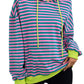 Drawstring Striped Long Sleeve Hoodie