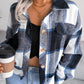 Plaid Collared Neck Long Sleeve Jacket