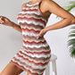 Openwork Striped Spaghetti Strap Knit Dress