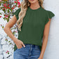 Ruffled Round Neck Cap Sleeve Blouse