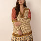 Plus Size Printed V-Neck Long Sleeve Maxi Dress
