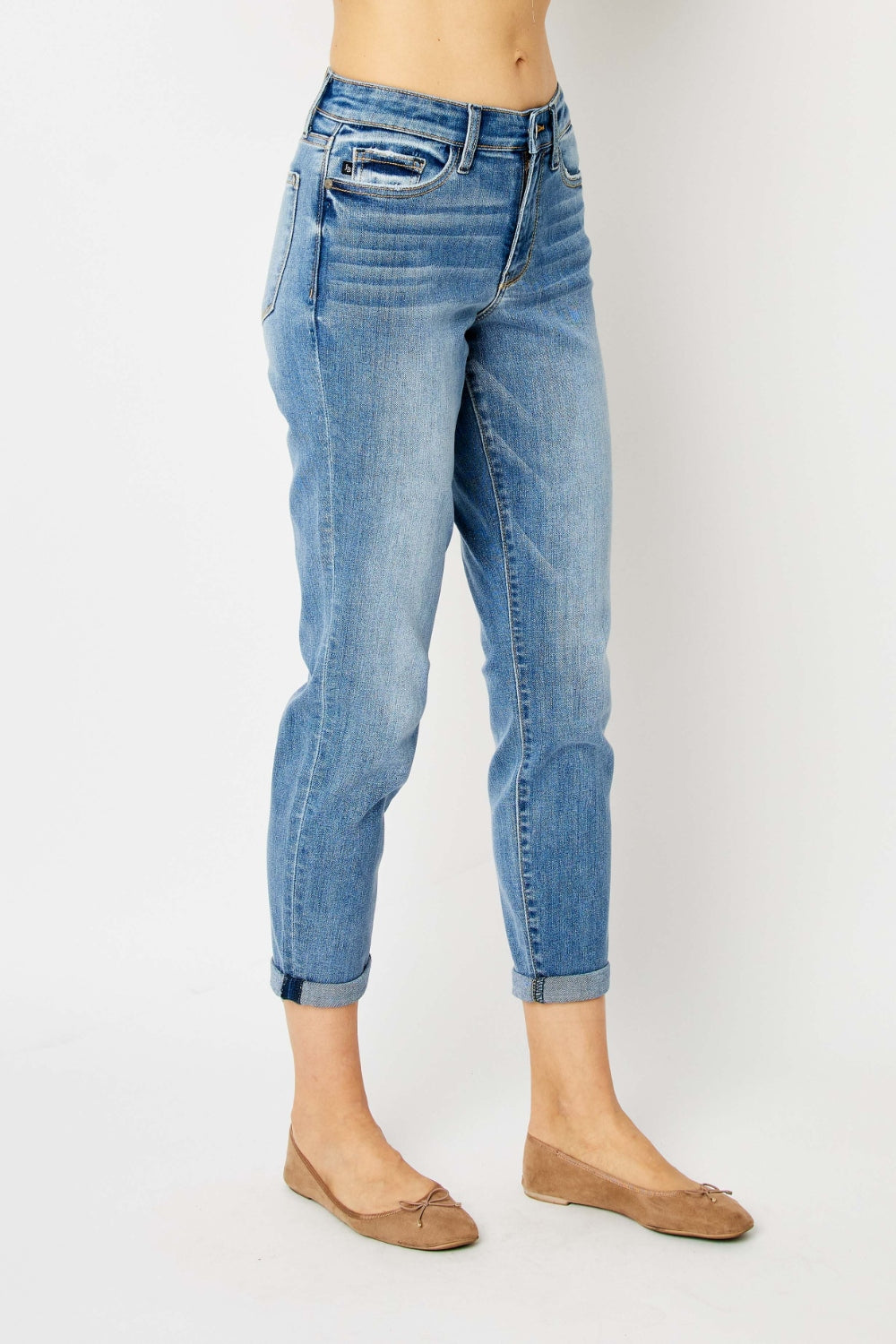 Judy Blue Full Size Cuffed Hem Slim Jeans *