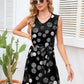 Tied Polka Dot V-Neck Dress