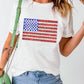 US Flag Round Neck Short Sleeve T-Shirt