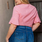Plus Size V-Neck Half Sleeve Blouse