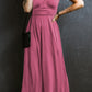 Smocked V-Neck Short Sleeve Maxi Dress