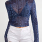 Paisley Mock Neck Long Sleeve Sheer Top
