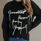 Letter Contrast Round Neck Dropped Shoulder Sweater
